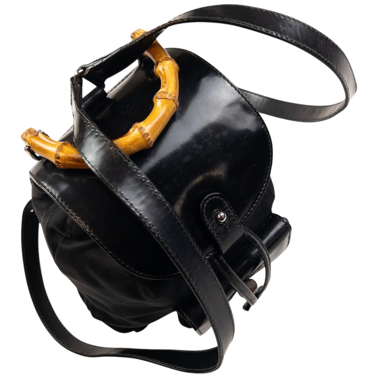Vintage Gucci Bamboo Leather Bucket Backpack