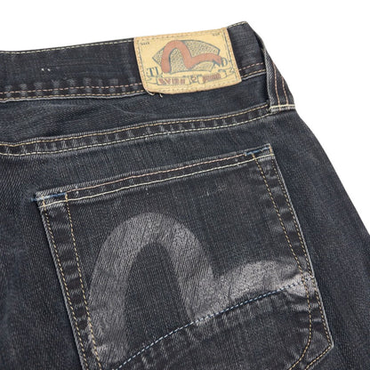 Vintage Puma X Evisu Double Gull Cropped Japanese Denim Jeans Size W36
