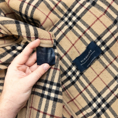 Vintage Burberry Nova Check Lined Wool Duffel Coat Jacket Size XL