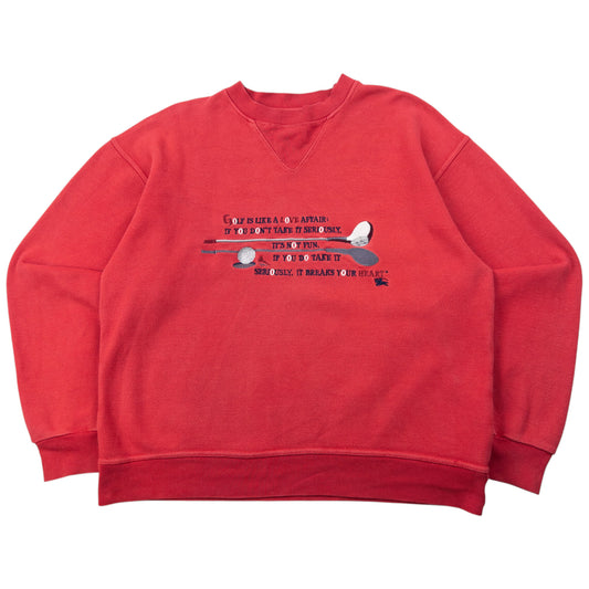 Vintage 90s Burberry Embroidered Golf Love Affair Sweatshirt Size L