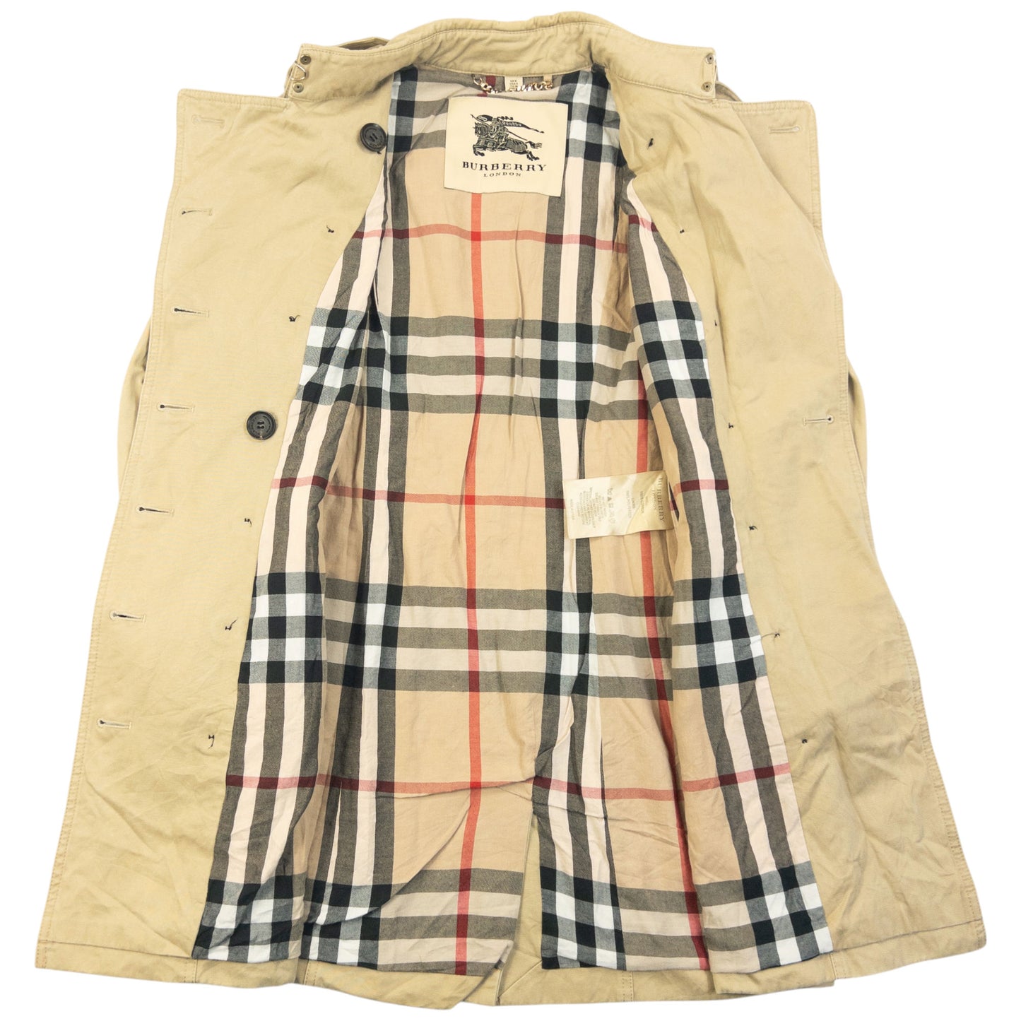 Vintage 2000s Burberry Nova Check Lined Trench Jacket Womens Size S