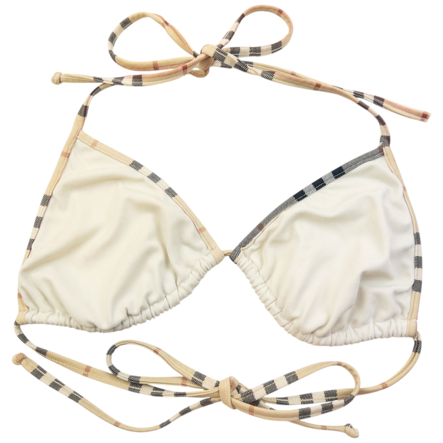 Vintage 2000s Burberry Nova Check Trim Bikini Top Womens Size M