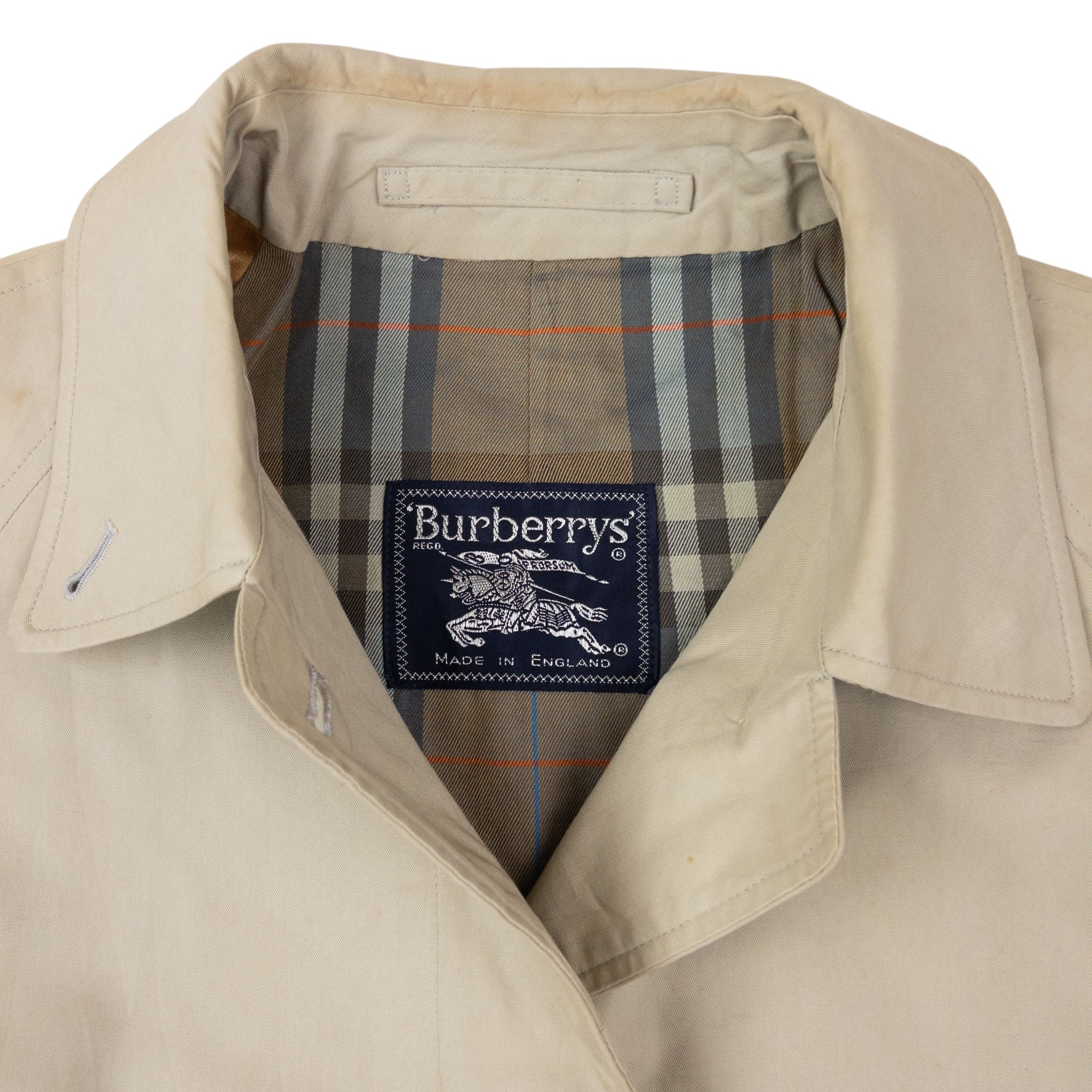 Vintage 90s Burberry Nova Check Lined Trench Jacket Size M