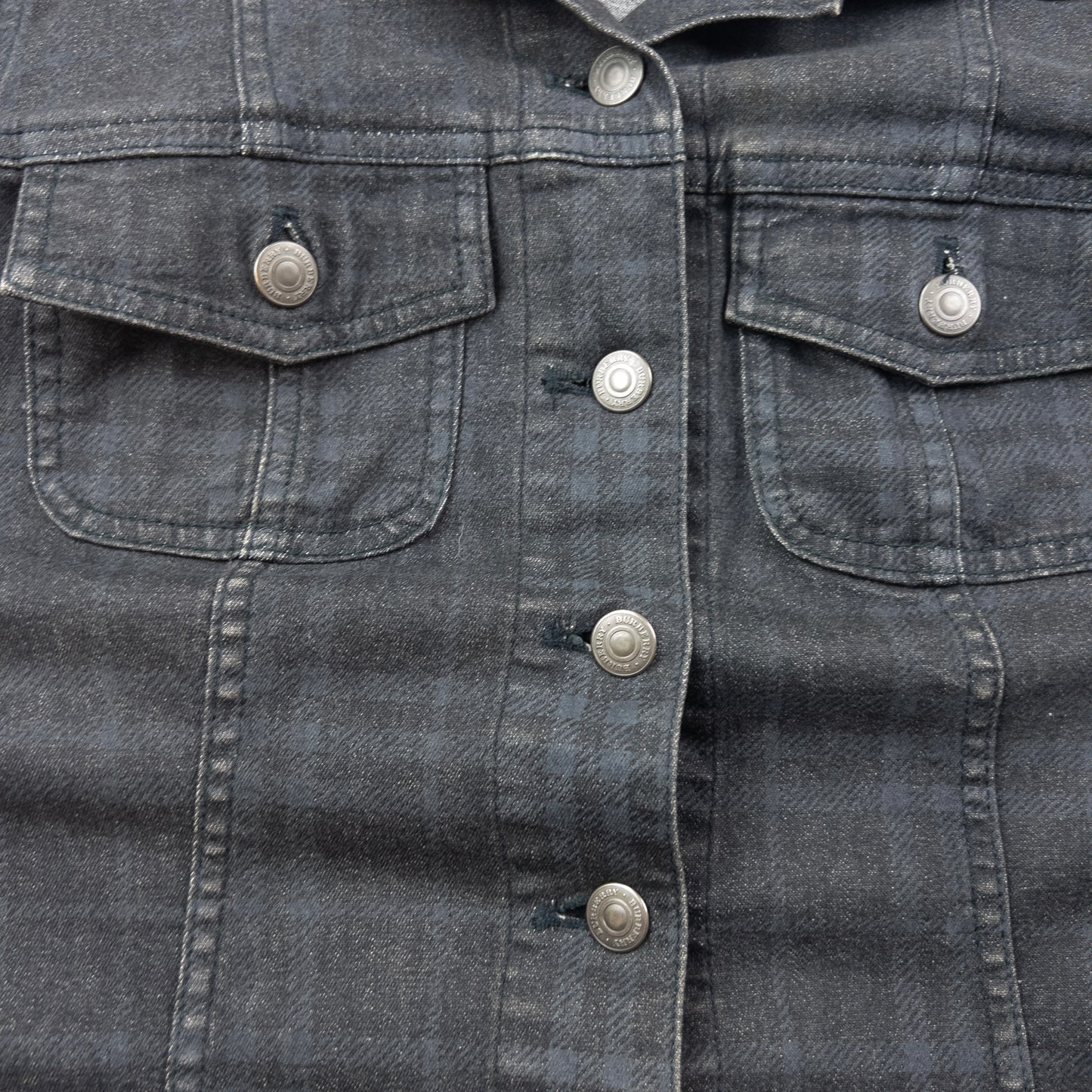 Vintage 2000s Burberry Nova Check Button Up Denim Jacket Womens Size S