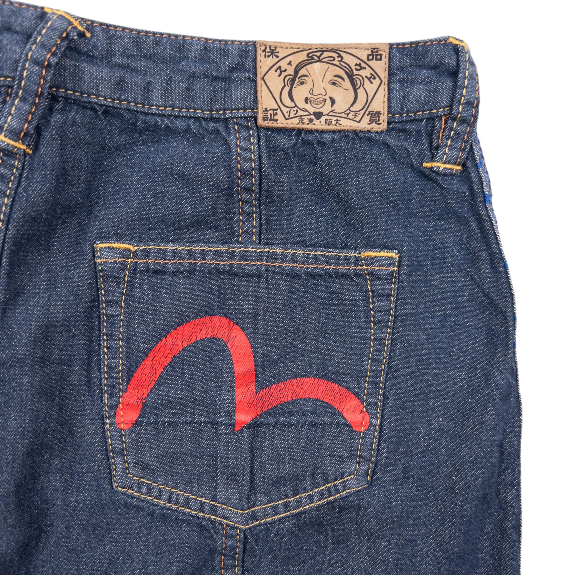 Vintage 2000s Evisu Double Gull Reversible Japanese Denim Mini Skirt Womens Size W29