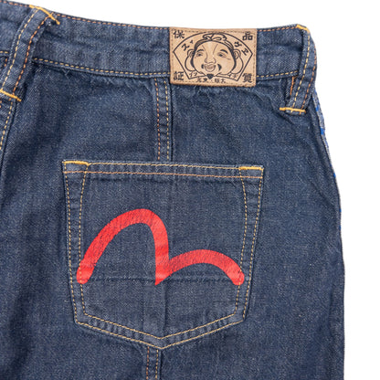 Vintage 2000s Evisu Double Gull Reversible Japanese Denim Mini Skirt Womens Size W29