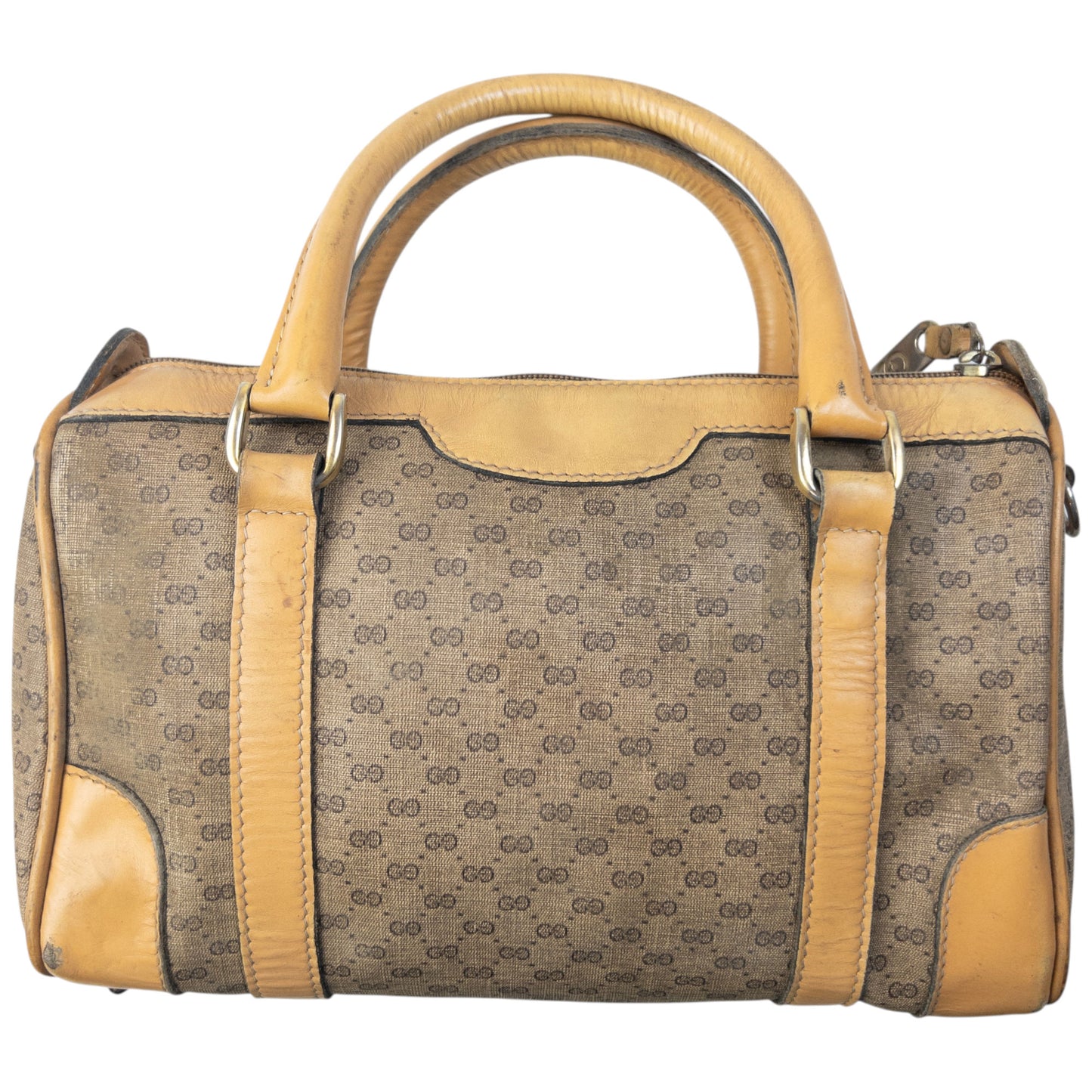 Vintage 80s Gucci Monogram Leather Handbag