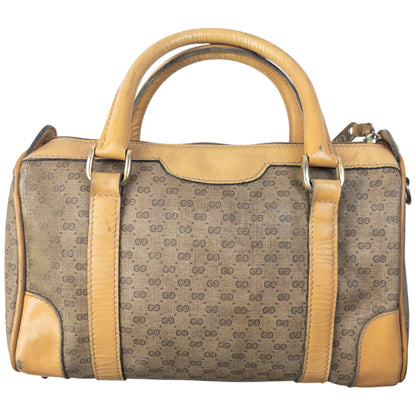 Vintage 80s Gucci Monogram Leather Handbag