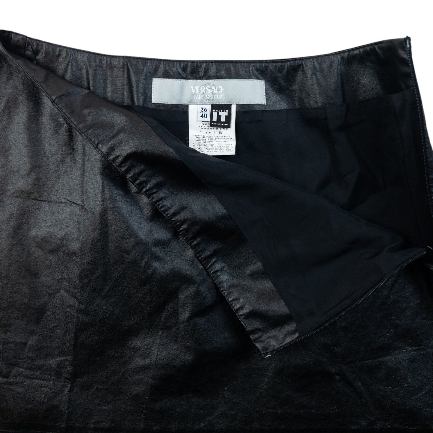 Vintage 2000s Versace Jeans Couture Faux Leather Mini Skirt Womens Size W26