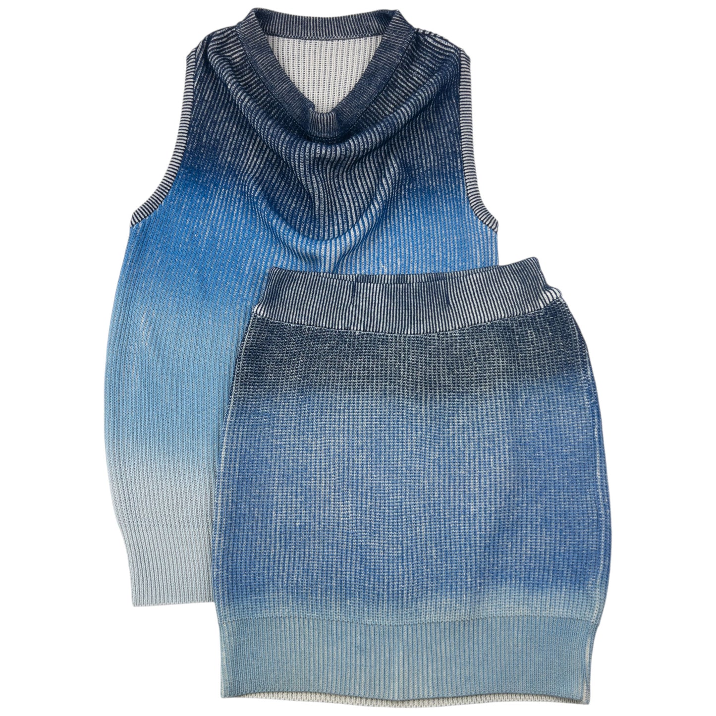 Vintage 80s Issey Miyake Gradient Knit Top & Skirt Set Womens Size M