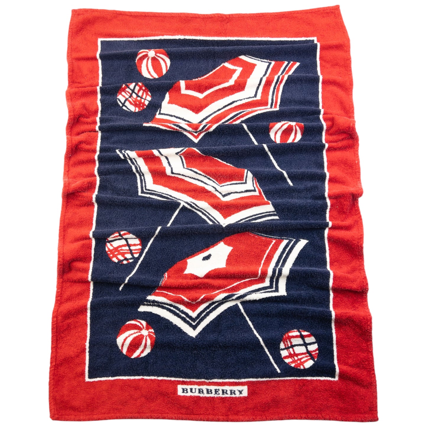 Vintage 2000s Burberry Ball & Umbrella Print Beach Towel