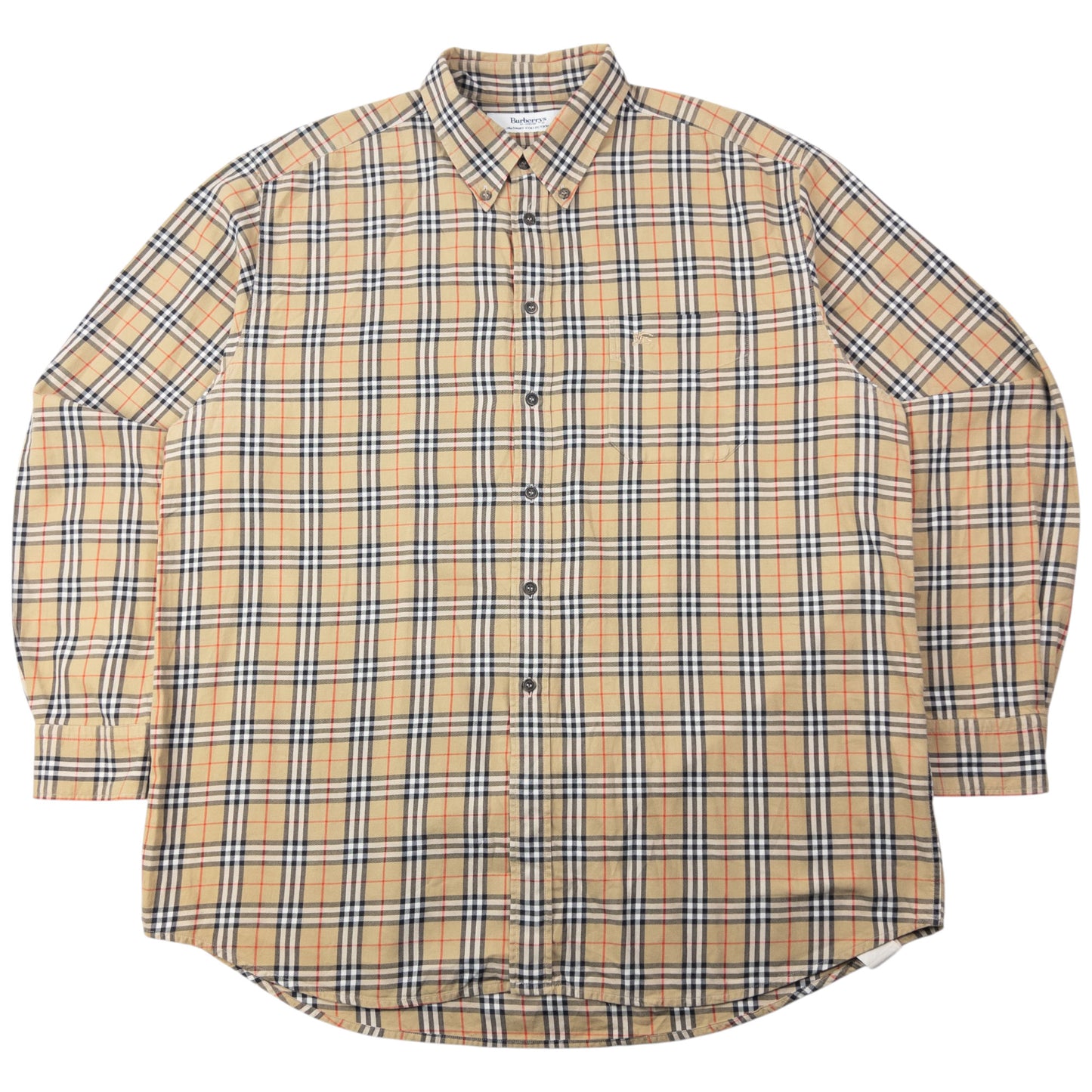 Vintage 90s Burberry Nova Check Long Sleeve Button Up Shirt Size XXL