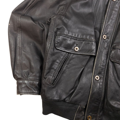 Vintage Burberry Nova Check Lined Leather Jacket Size L