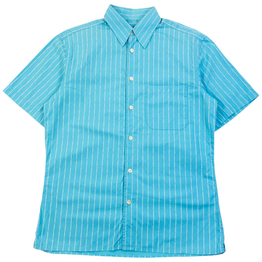 Vintage 2000s Burberry Text Stripe Short Sleeve Button Up Shirt Size S
