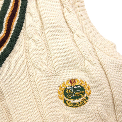 Vintage Burberry Wool Cable Knit Sweater Vest Size M
