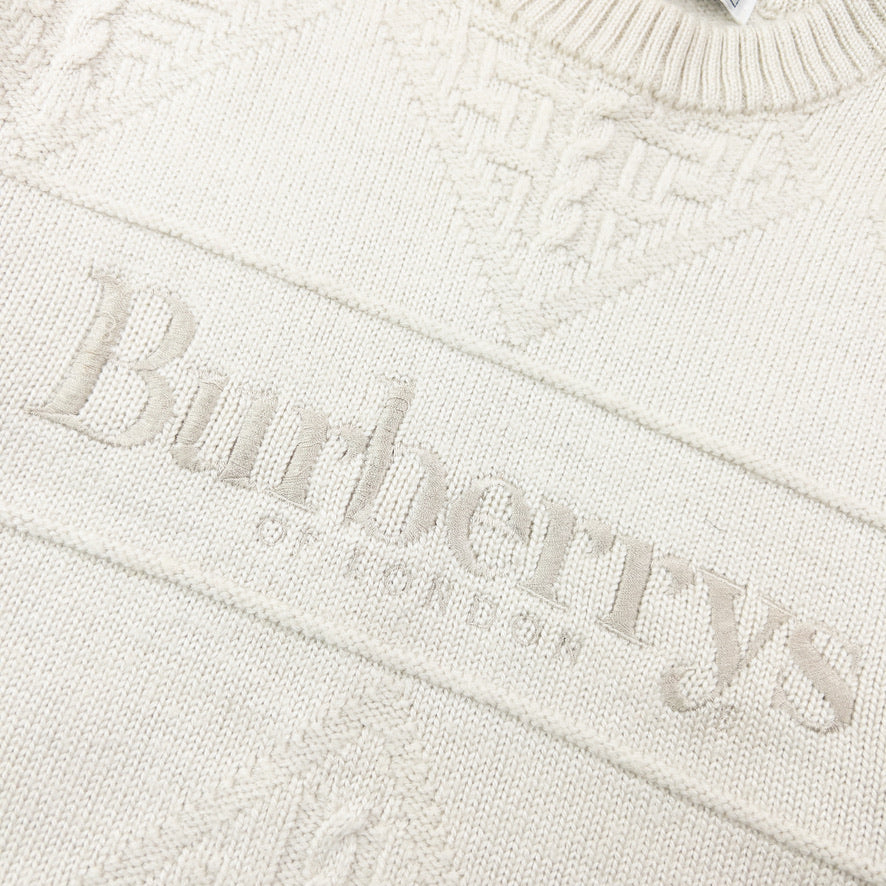 Vintage 90s Burberry Embroidered Wool Knit Jumper Womens Size S