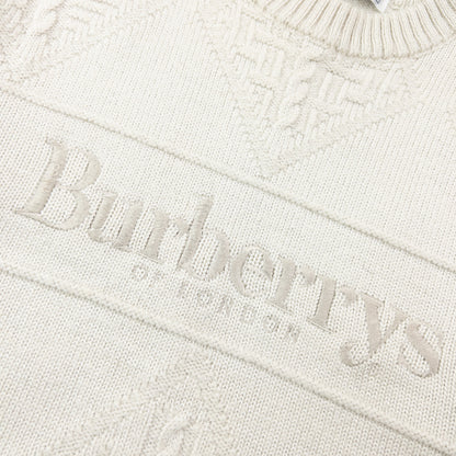Vintage 90s Burberry Embroidered Wool Knit Jumper Womens Size S