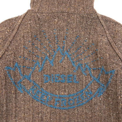 Vintage 2000s Diesel Keep Frozen Reversible Wool Knit Jacket Size M