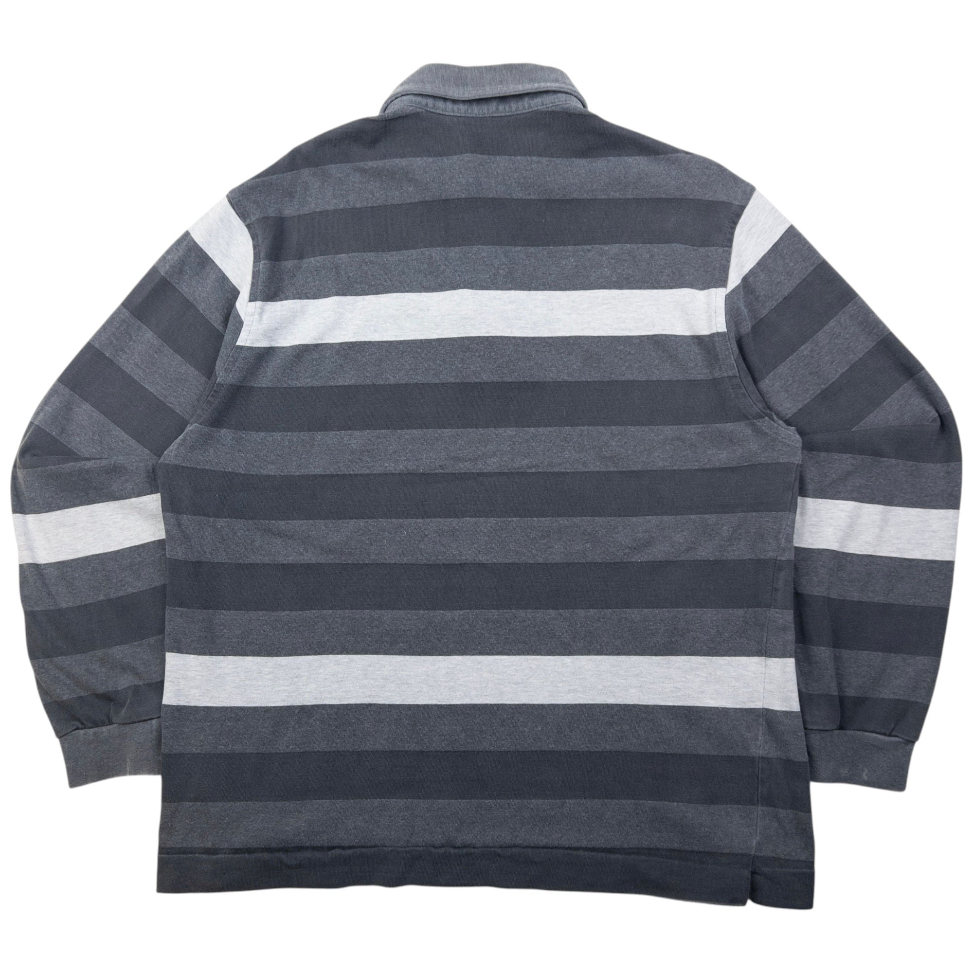 Vintage Burberry Striped Long Sleeve Polo Shirt Size M