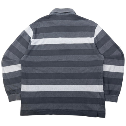 Vintage Burberry Striped Long Sleeve Polo Shirt Size M