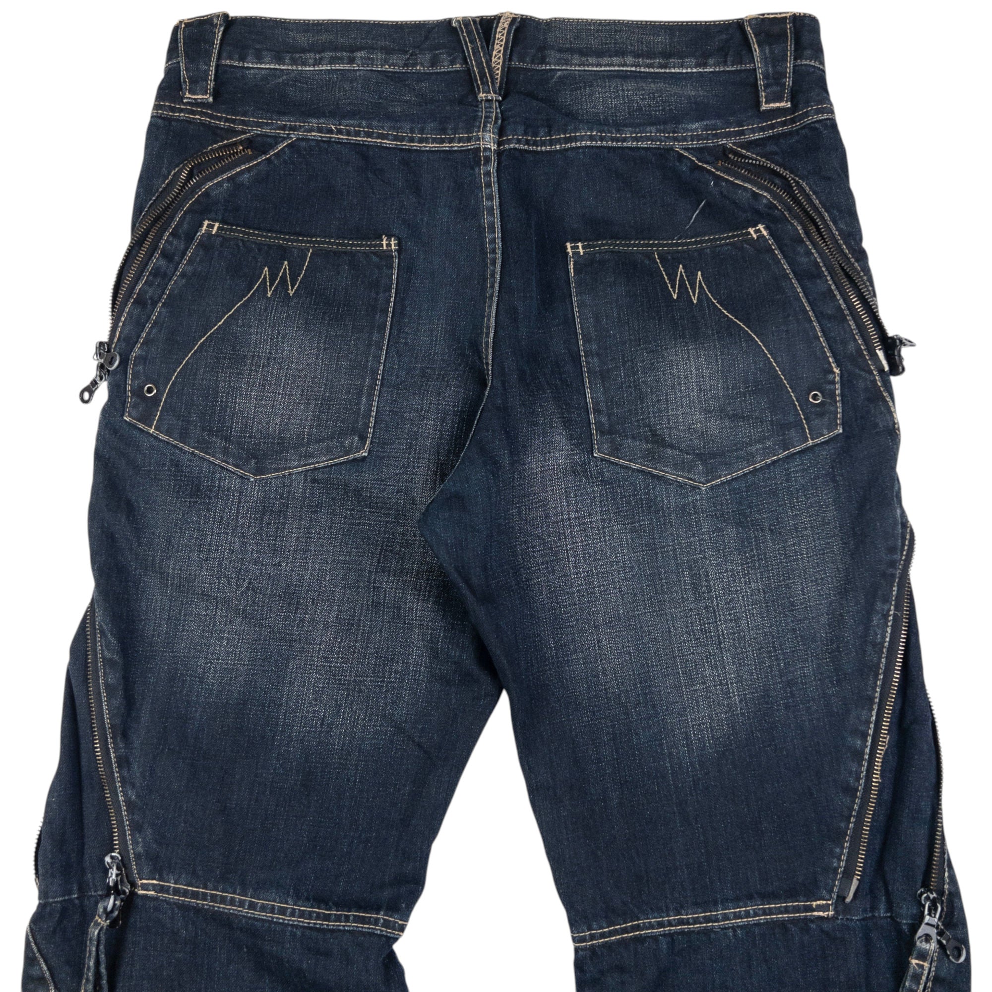 Vintage PPFM Multi Zip Denim Jeans Size W35