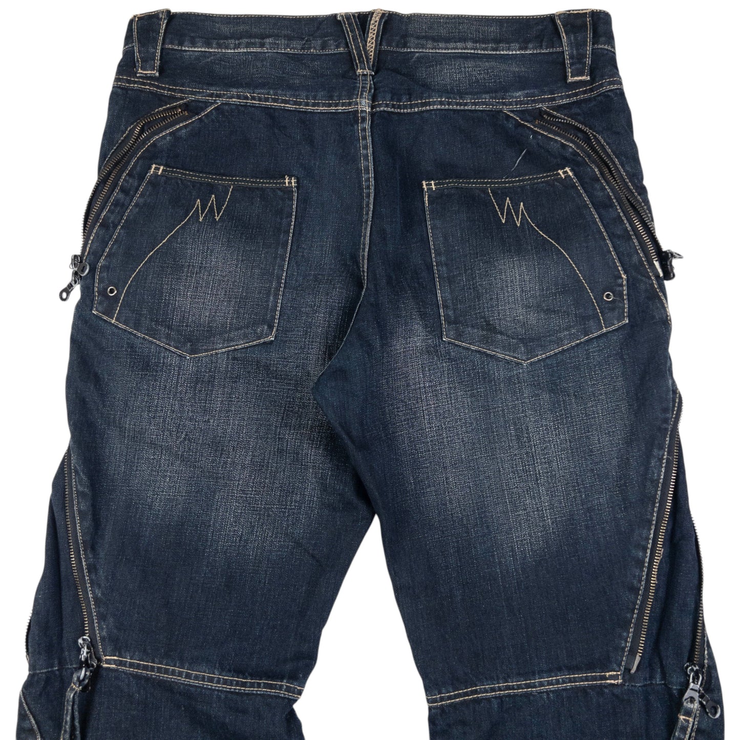 Vintage PPFM Multi Zip Denim Jeans Size W35