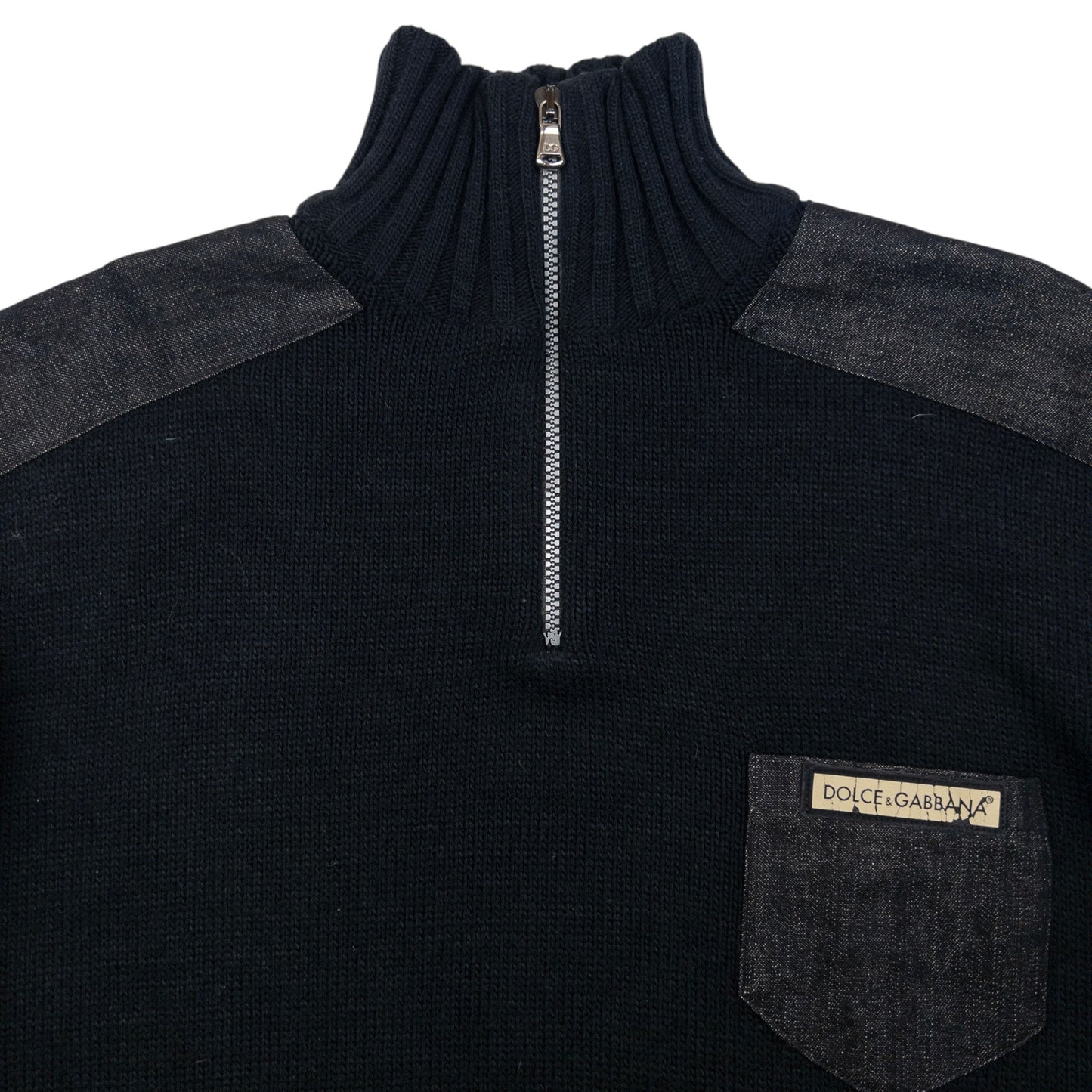 Vintage Dolce & Gabbana Q Zip Knit Jumper Size L