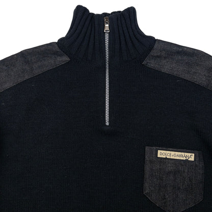 Vintage Dolce & Gabbana Q Zip Knit Jumper Size L