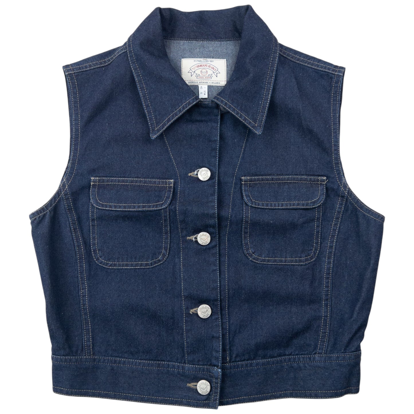 Vintage 90s Armani Jeans Button Up Denim Top Womens Size M