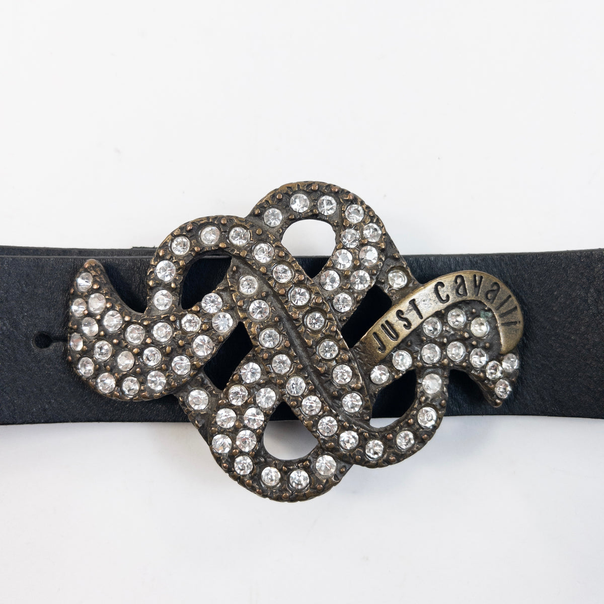 Vintage 2000s Roberto Cavalli Diamanté Leather Belt Size M