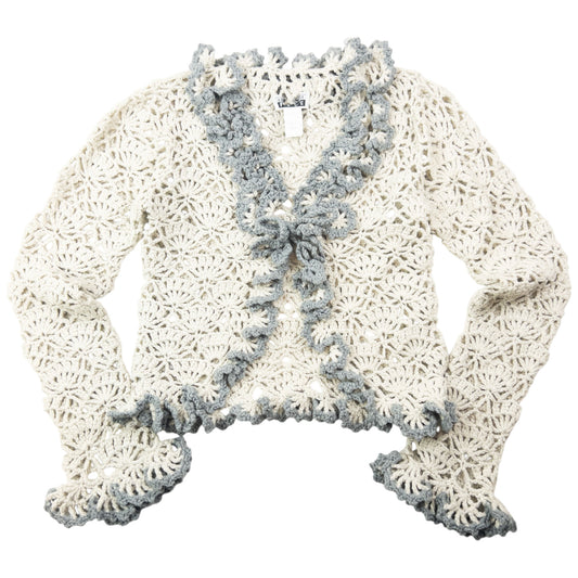 Vintage 2000s Issey Miyake Fete Crochet Wool Cardigan Womens Size M