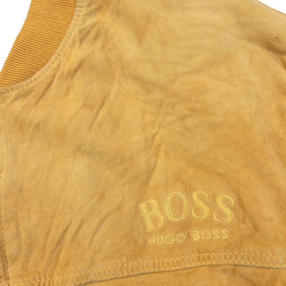 Vintage 90s Hugo Boss Zip Up Suede Bomber Jacket Size L