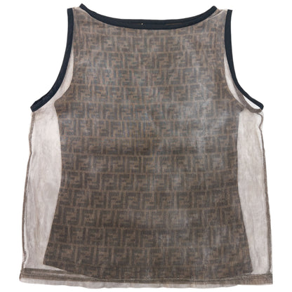 Vintage 90s Fendi Monogram Layered Mesh Top Womens Size M