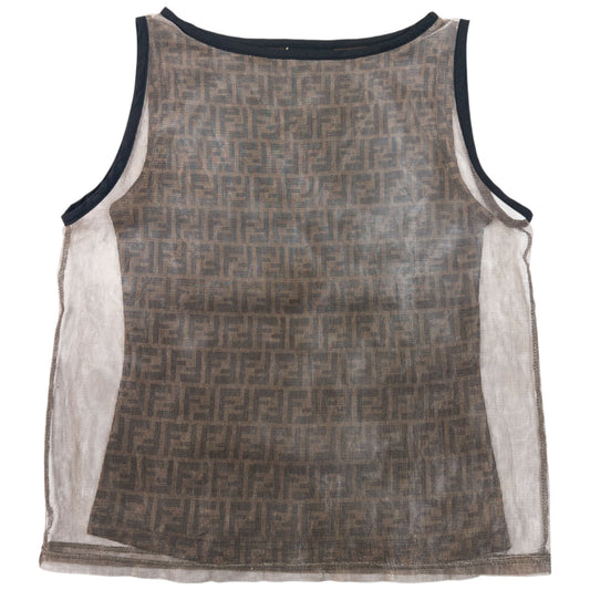 Vintage 90s Fendi Monogram Layered Mesh Top Womens Size M