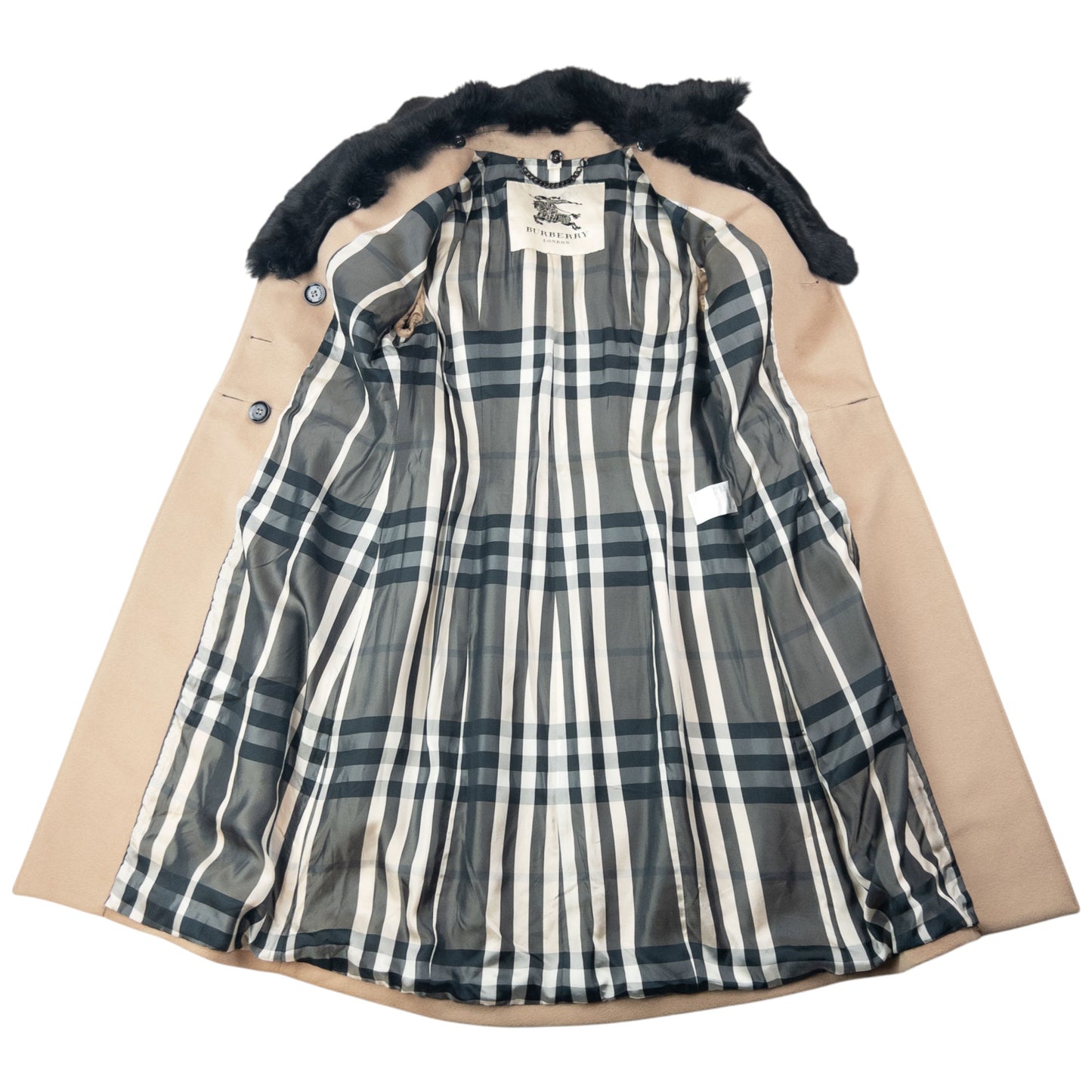 Vintage Burberry Nova Check Lined Fur Collar Jacket Womens Size M