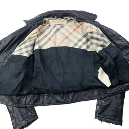 Vintage Burberry Brit Cropped Leather Jacket Womens Size M