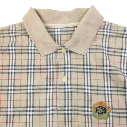 Vintage 90s Burberry Nova Check Long Sleeve Polo Shirt Size M