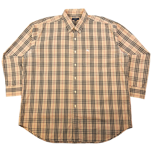 Vintage Burberry Nova Check Long Sleeve Button Up Shirt Size XL
