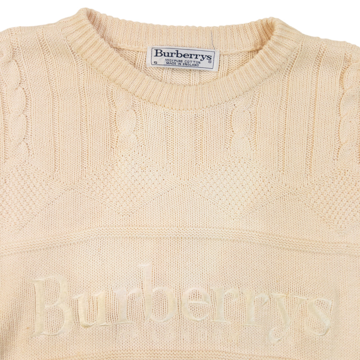 Vintage 90s Burberry Embroidered Knit Jumper Size M