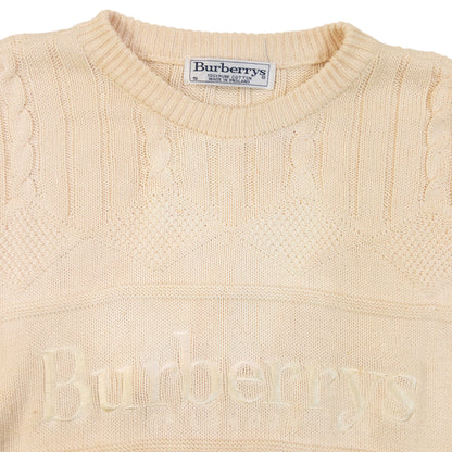 Vintage 90s Burberry Embroidered Knit Jumper Size M