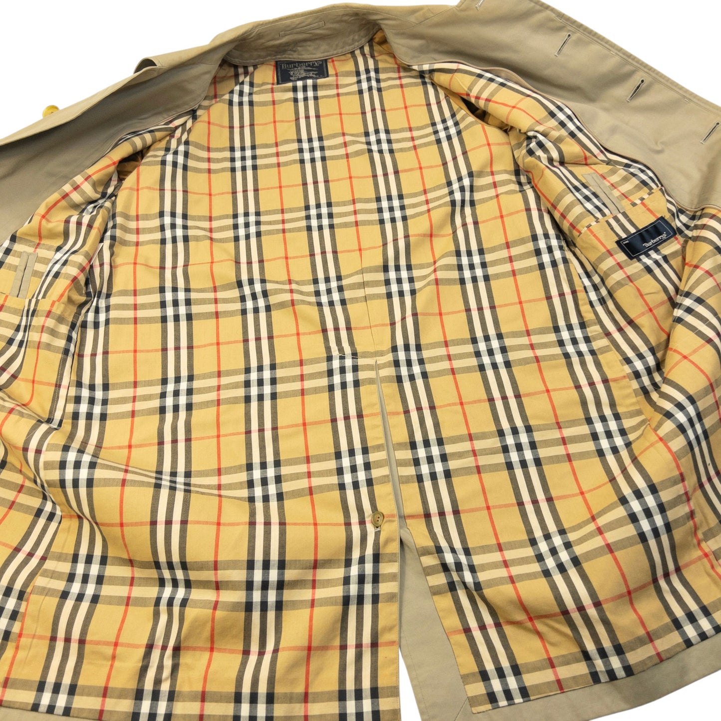 Vintage 90s Burberry Nova Check Lined Trench Jacket Size M