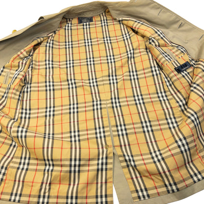 Vintage 90s Burberry Nova Check Lined Trench Jacket Size M