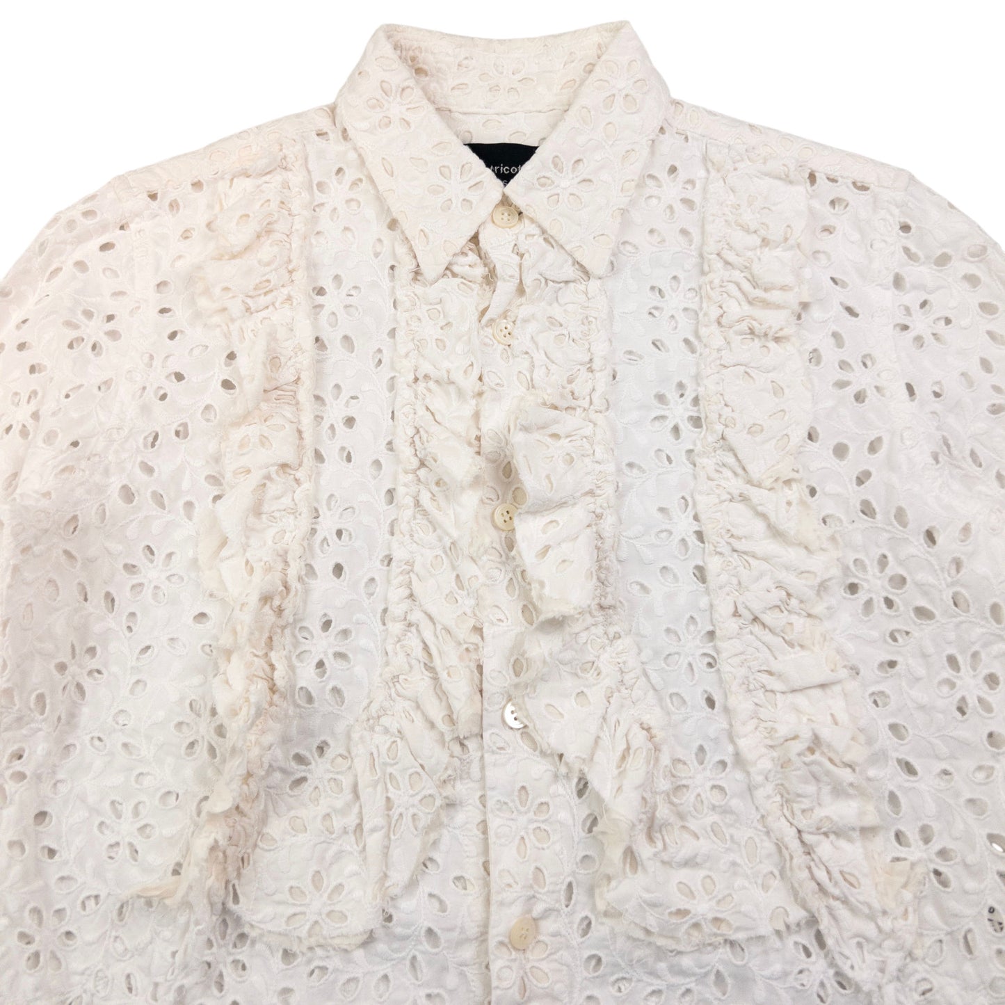Vintage Comme Des Garçons Tricot Lace Flounce Shirt Womens Size S