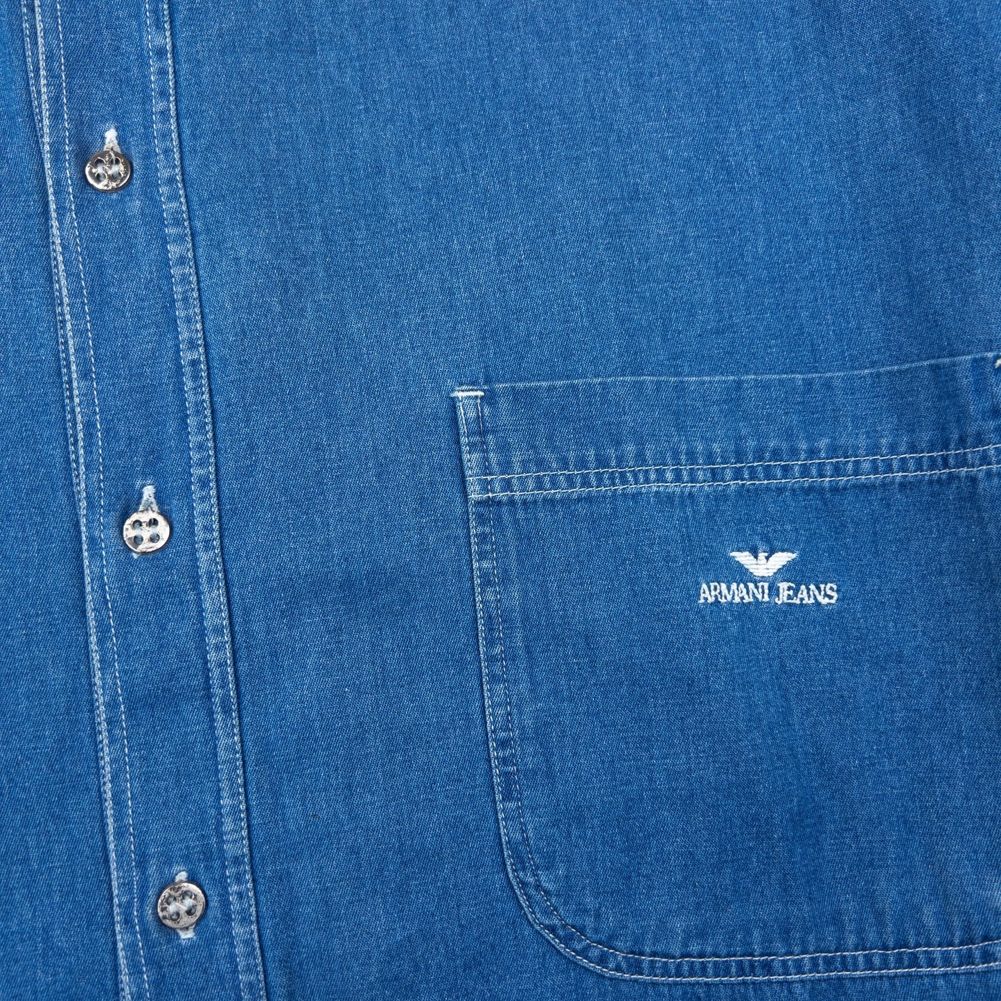 Vintage Armani Jeans Long Sleeve Button Up Denim Shirt Size L