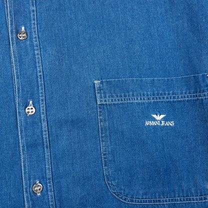 Vintage Armani Jeans Long Sleeve Button Up Denim Shirt Size L