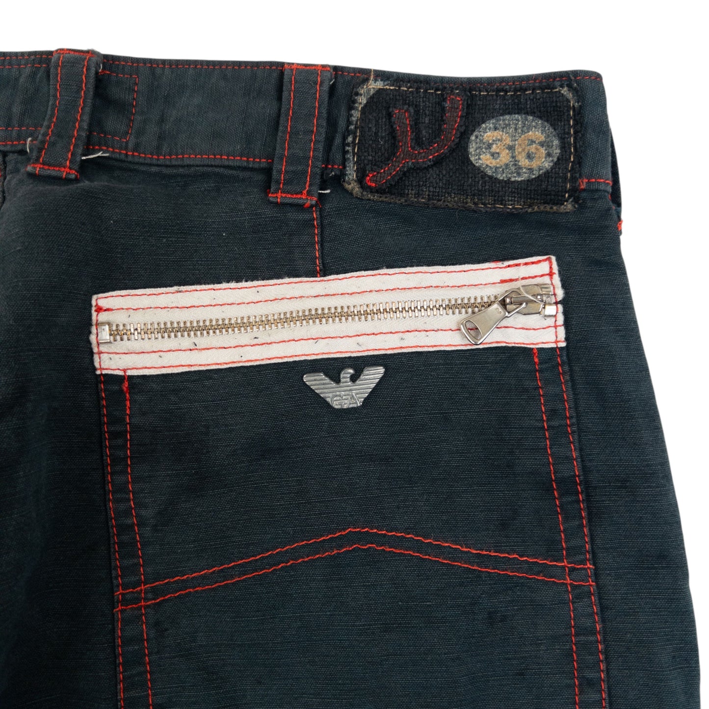 Vintage 2000s Armani Jeans Buckle Bondage Detail Trousers Size W35