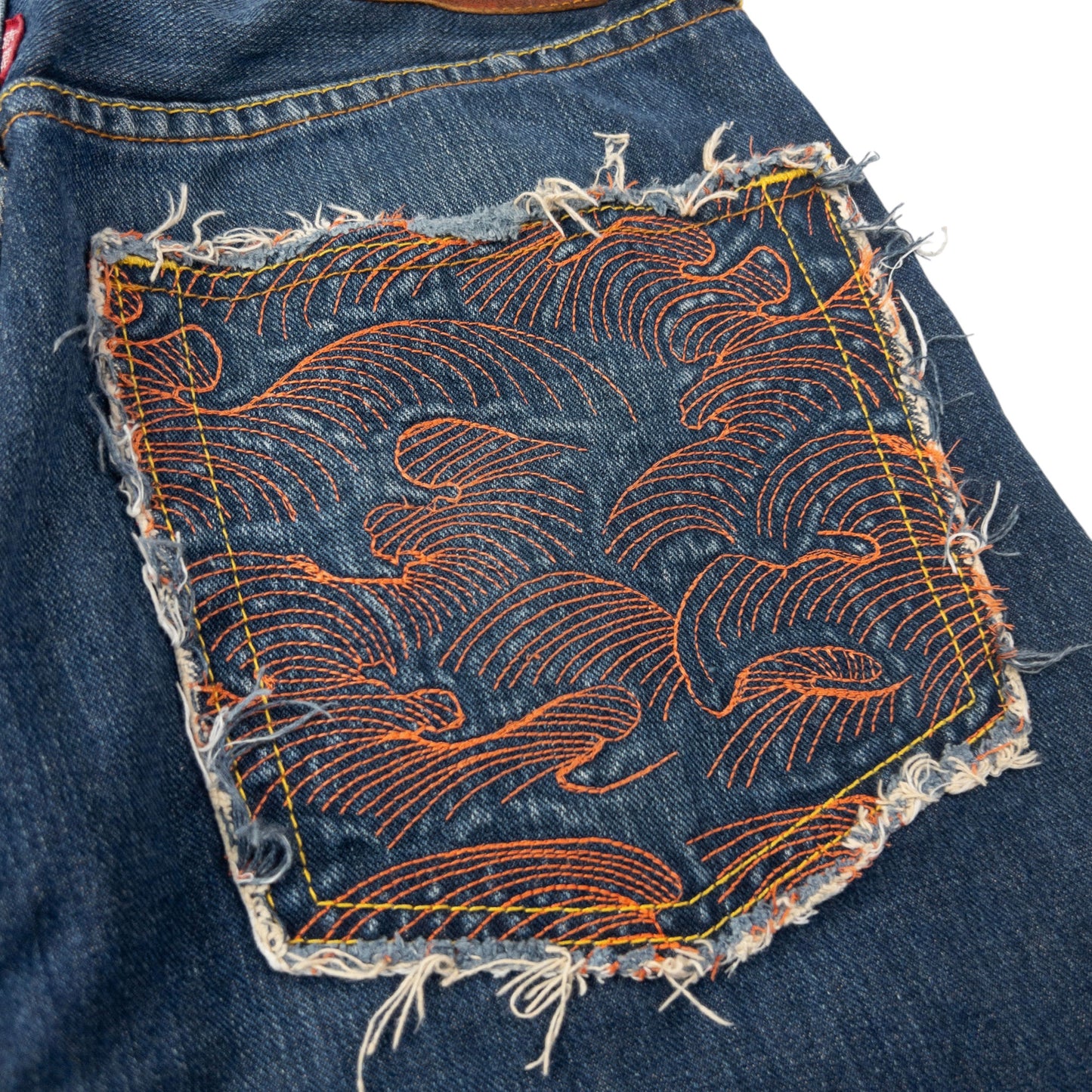 Vintage RMC Red Monkey Company Embroidered Wave Japanese Denim Jeans Size W29