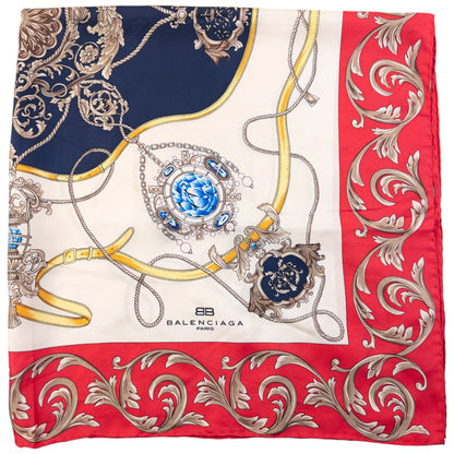 Vintage 90s Balenciaga Jewel Print Silk Scarf