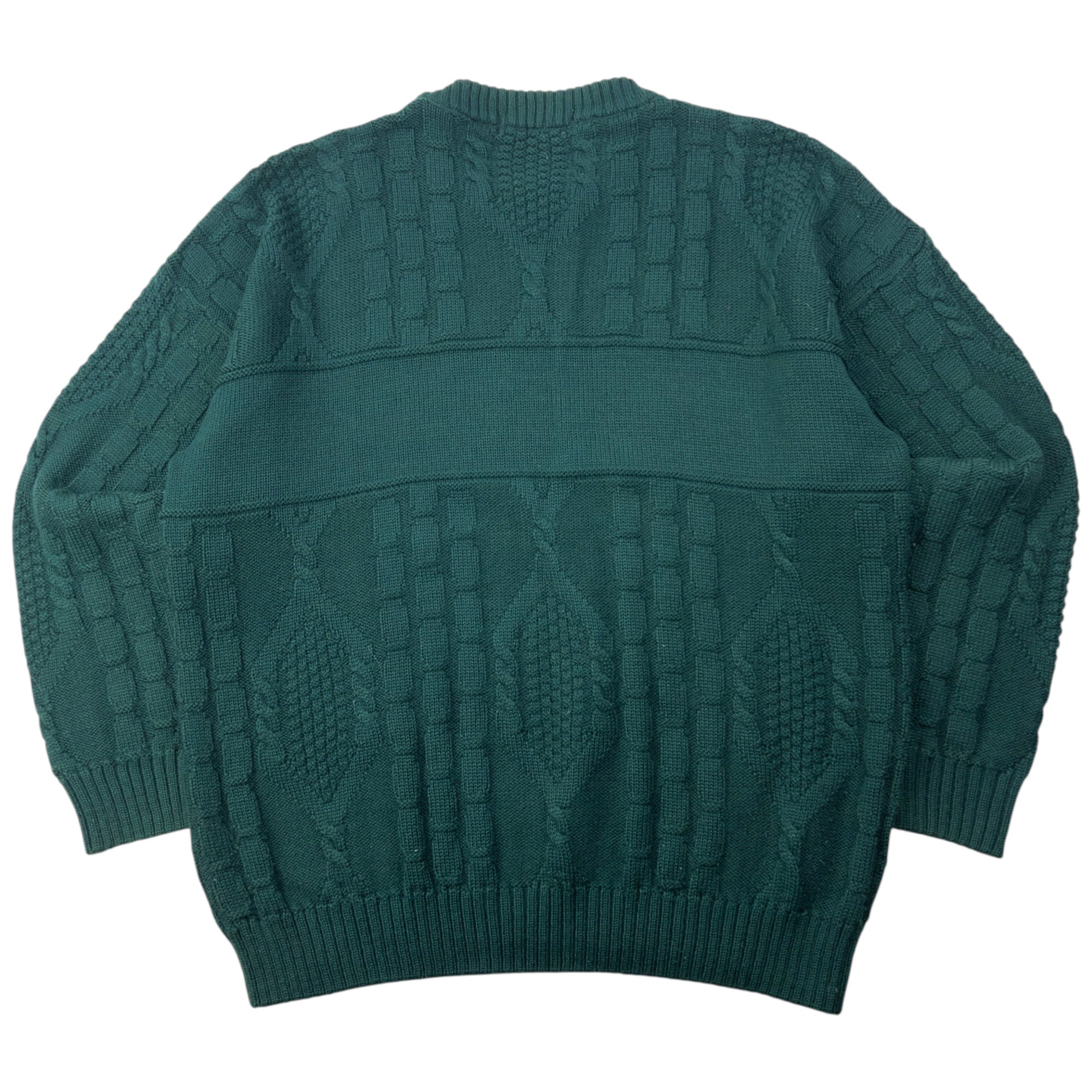 Vintage 90s Burberry Embroidered Cable Knit Jumper Size L