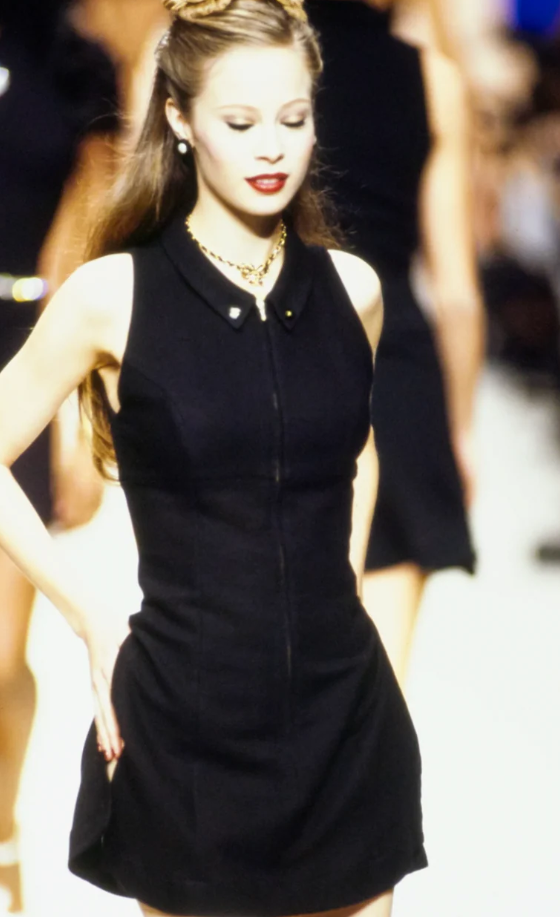 Vintage 1995 Chanel Wool & SIlk Sleeveless Dress in cream, photo 2